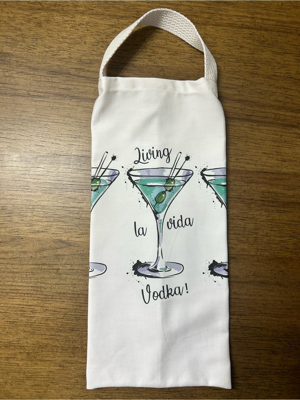 🆕 "Living la Vida Vodka" 🍸 White Martini Wine Bottle Bag